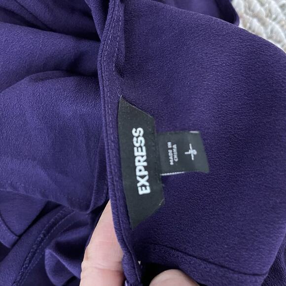 Express Blouse Top size Large Dark Purple Crepe Princess Modest Church Wedding - Picture 7 of 7